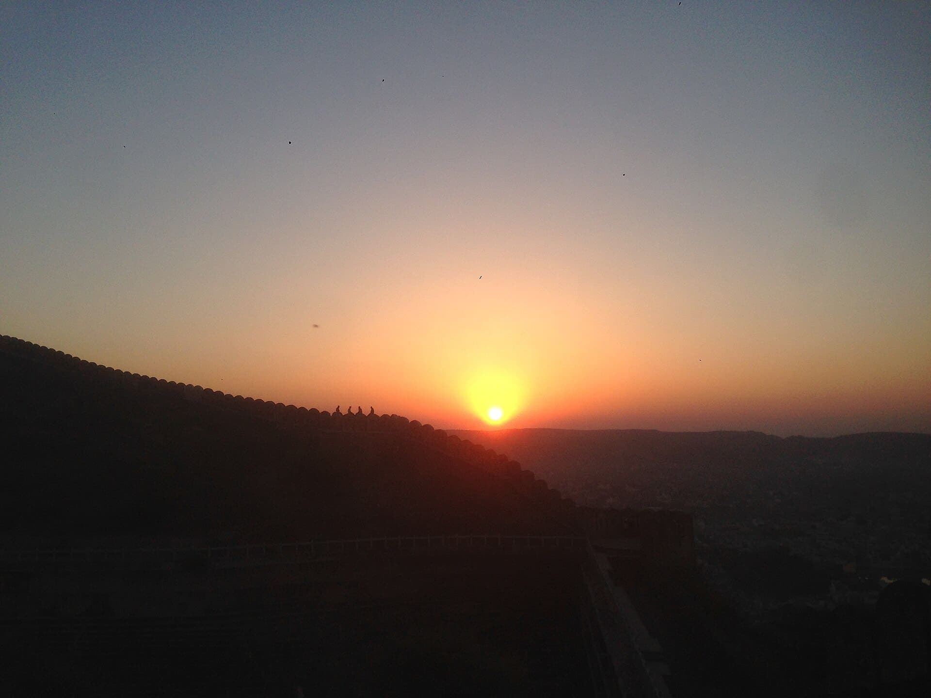 Sunrise over the Aravalli ridge above Jaipur